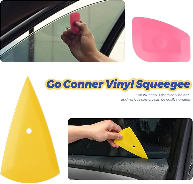 EHDIS Vinyl Wrap Tool Window Tint Kit 7 Pieces Vehicle Tinting Tools Car Glass Protective Film Wrapping Installation Set Included Vinyl Scraper, Window Rubber Squeegee,Cutting Knife with Blades