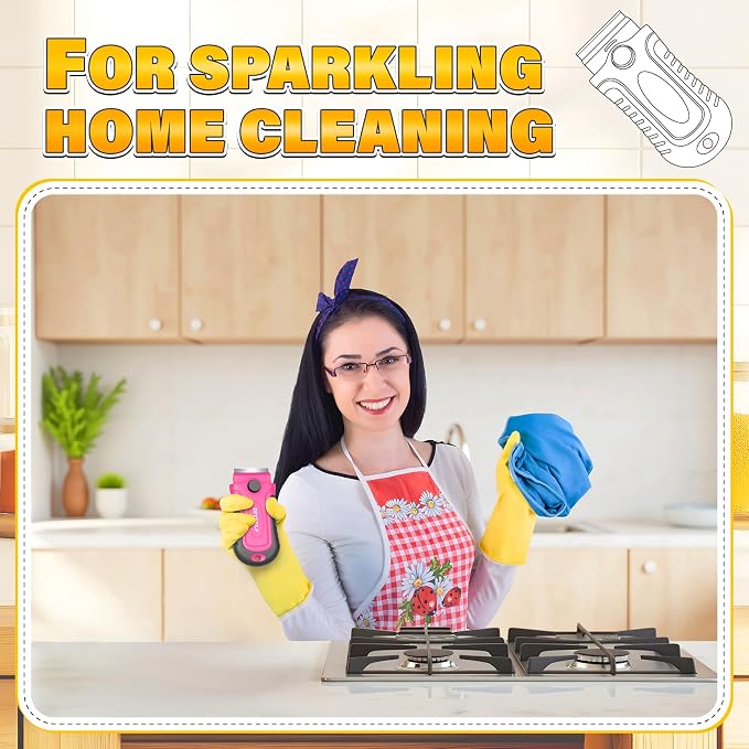 DIYSELF 2 Pack Razor Scrapers with 30 Extra Razor Blades, Stove Top Cleaner | Stove Top Cleaner for Glass Cooktops, Ovens, Windows and Metal, Razor Blade Scrapers for Labels, Decals, Glue and Grime