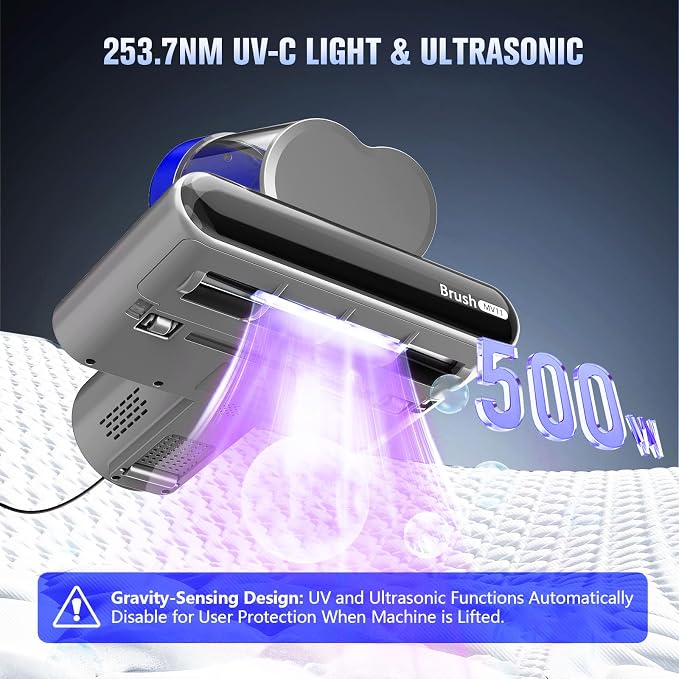 Mattress Vacuum Cleaner,Bed Vacuum Cleaner with UV-C Light,16Kpa,140°F Heat,Ultrasonic,Anion,Handheld Vacuums for Bed,Sofa,Couch,Crib(Corded, Blue Black)