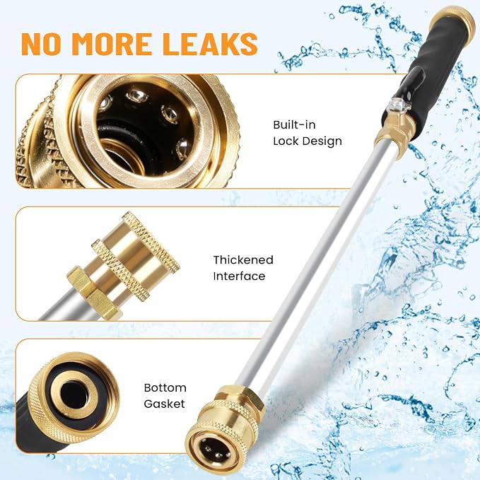 2026 Upagraded Jet Nozzle Power Washer for Garden Hose, Pressure Washer Wand with 3 Different Nozzles and Hose Quick Connectors for Car, Patio,Pet,Window, Black