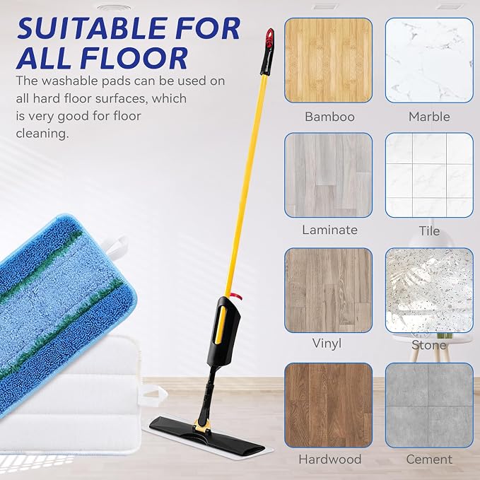 Upgraded Replacement Microfiber Mop Pads for Rubbermaid Commercial 18 Inch Mop 17 Inch Mops, Reusable Wet & Dry Commercial Cleaning Flat Mops System 18" 17" Refill Head for Multi-Surface Floor-8 Pack