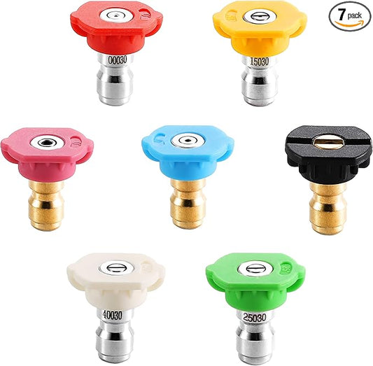 Tool Daily Pressure Washer Nozzle Tips, Multiple Degrees, 3.0 GPM, 7 Pack | 1/4" Quick Connect Power Washer Nozzle Tips Set for Car Washing, 4000 PSI