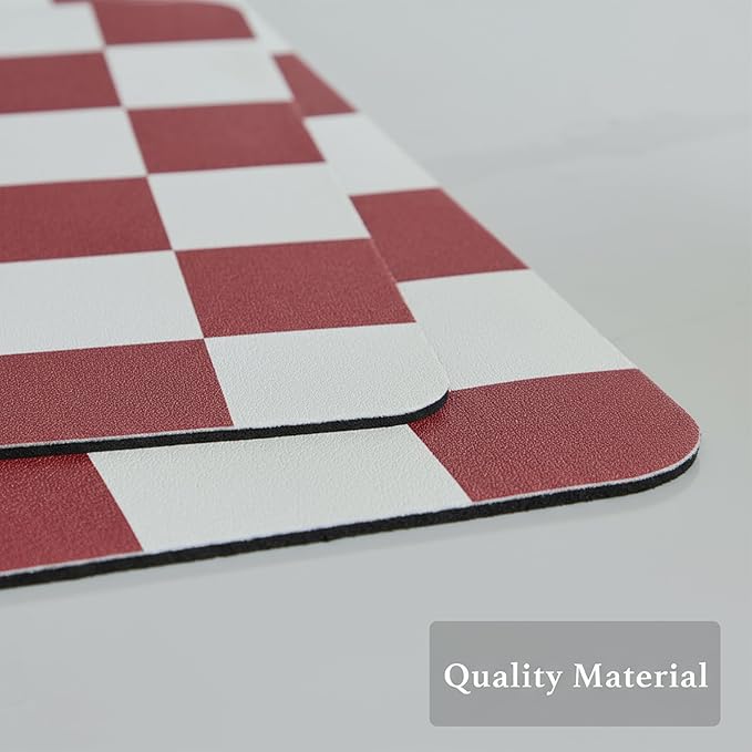 Ohocut Checkered Dish Drying Mat for Kitchen Counter, Coffee Bar Station Accessories, Retro Cute Aesthetic Modern Absorbent Drainer Mat Kitchen Drying Mat Easy Clean (Red, 24" x 16")