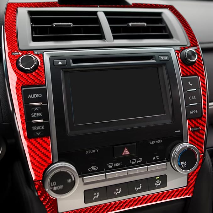Real Carbon Fiber Trim for Toyota Camry Accessories | for 2012 2013 2014 Multimedia Panel Frame Interior Thick Overlay Decal