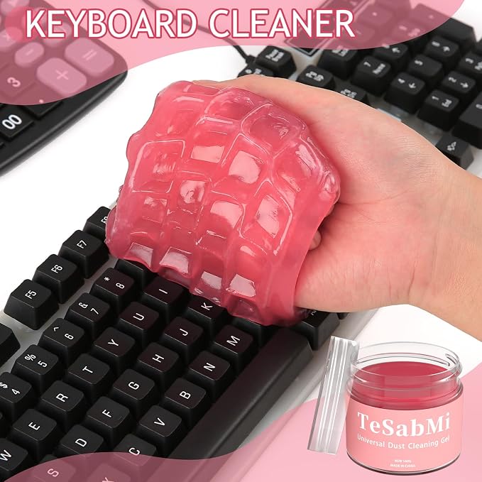 TeSabMi Car Cleaning Gel Car Cleaning Putty Car Putty Car Interior Cleaner Car Slime Car Detailing Kit Car Accessories Gifts for Dad Men Him Women Stocking Stuffers Pink