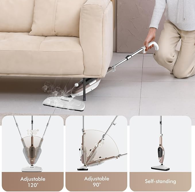 Steam Mop - All-in-one Powerful Handheld Steam Cleaner Detachable Floor Steamer with 11 Accessories, MultiPurpose Steamer for Hardwood Floors, Clothes,Windows,Tiles,Carpet, Whole Home Use(Rose Gold)
