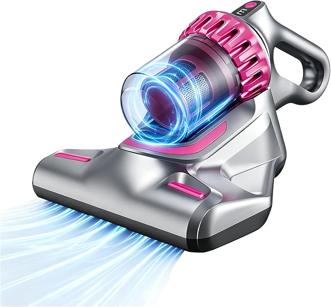 Mattress Vacuum Cleaner Cordless: 16Kpa Bed Vacuum Cleaner with 253.7nm UV-C Light 8000/min Pat Triple Filtration Portable Vacuums for Sofa Bed (BLACK01)