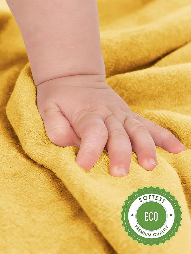 HIPHOP PANDA Baby Washcloths, Rayon Made from Bamboo - 2 Layer Ultra Soft Absorbent Newborn Bath Face Towel - Reusable Baby Wipes for Delicate Skin - Honey, 6 Pack