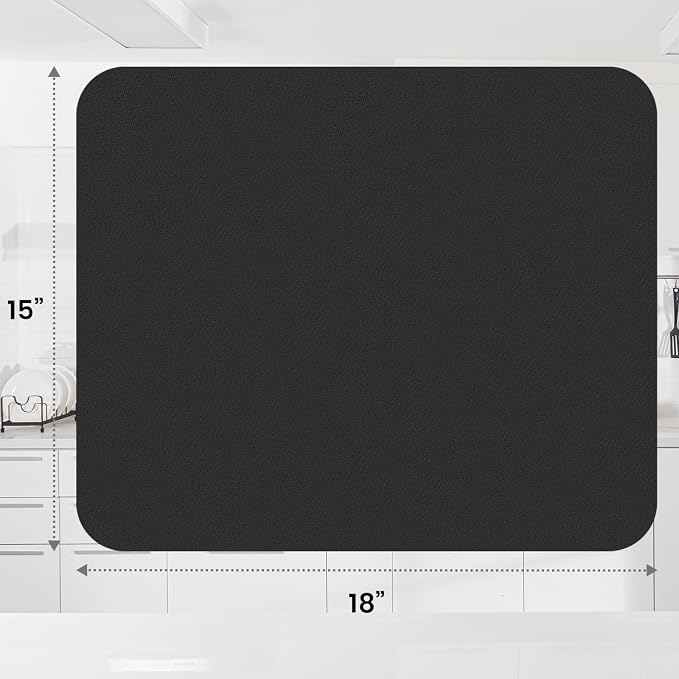WISELIFE Dish Drying Mat Super Absorbent Drying Mat Large Dish Drying Mats for Kitchen Counter Easy Clean Dish Mat Kitchen Drying Mat15"x 18" Classic Black