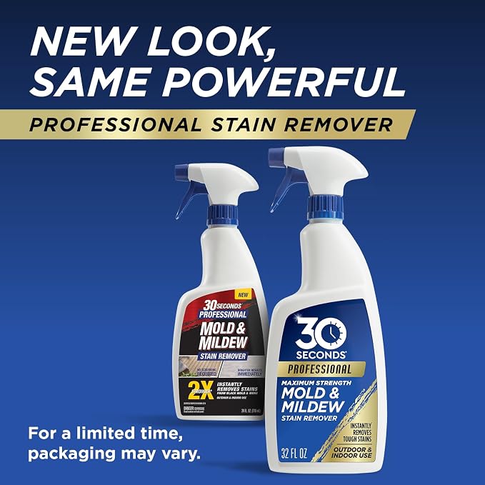 30 SECONDS Pro Mold and Mildew Stain Remover | Scrub Free | Brighter Results Instantly | Ready To Use | 32 Fl. Oz. (2 PACK)
