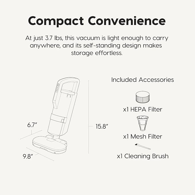 IRIS USA Handheld Corded Mattress Vacuum Cleaner, 6,500 BPM Agitator, 120V | Dust Sensor, Cyclonic HEPA Filter, Pet Hair Remover, Washable Filter
