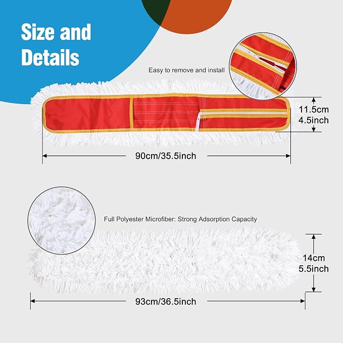 36" Microfiber Mop Pads 2 Pieces Just Fit CLEANHOME Industrial Dust Mop: B08R3F1ZZM,Red | Just Fit CLEANHOME Industrial Dust Mop: B08R3F1ZZM,B0GL7WQZBY,B0GL7R3KKP,B08R3H69ZB