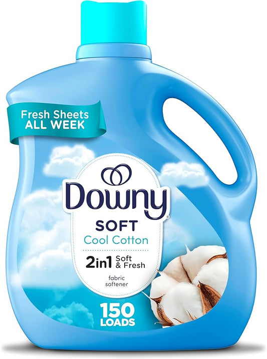 Downy Soft, 2 in 1 Soft and Fresh Liquid Fabric Softener, Cool Cotton, 111 fl oz, 150 Loads, Fabric Conditioner Liquid provides softness and freshness for fabrics