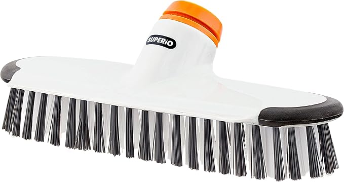 Superio Deck Scrub Brush Head, Heavy Duty Stiff Bristles Grout Scrubber with Scraper - Cleans Hot Tub, Swimming Pool, Granite Tiles, Bathroom, Patio, Kitchen, Wall and Deck (Refill Brush Head)