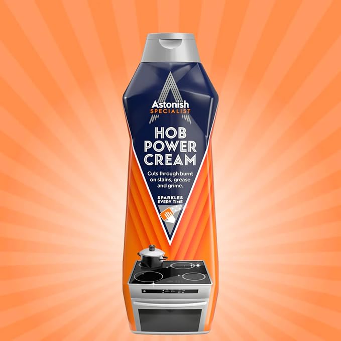 Astonish 500ml Specialist Hob Cleaner Zesty Lemon Cream for Electric Stovetops - Microwave Degreaser, Stove Surface Polish, Tough Grease Remover, Vegan Non Toxic Kitchen Scrub (Pack of 2)