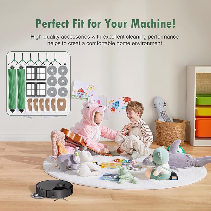 25 Pcs Replacement Part for iRobot Roomba 505X Combo,Plus 405/505/507 Combo | 2 Main Brushes, 6 Dust Bags, 6 Mop Pads, 4 Filters, 6 Side Brushes and 1 Cleaning Tool, Robot Vacuum Accessories Kit