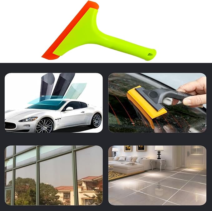 2pcs Silicone Squeegee for Shower Glass Door, Window Cleaning, Auto Water Blade, Water Wiper, Shower Squeegee, 5.9'' Blade and 7.5'' Long Handle for Car Windshield, Window, Mirror, Glass Door.