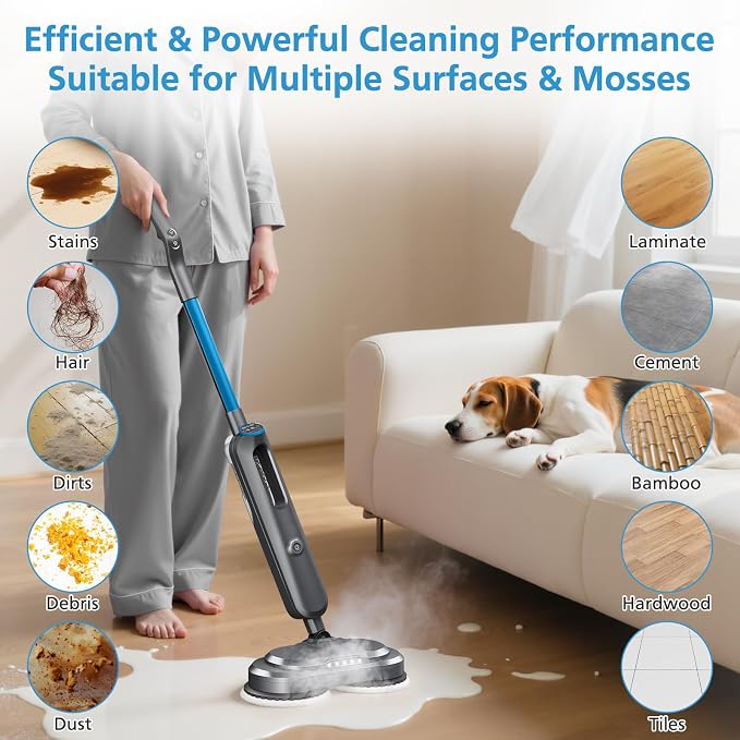 3897A 3712 Pads for Bissell SpinWave SmartSteam Scrubbing Steam Mop, 6 Pack | ONLY for 3897A / 3712 Model, Washable & Reuseable Mop Refill Head Pads for Rotating Steam Cleaner