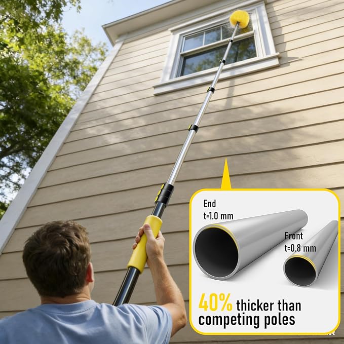 36 Foot High Ceiling Duster Kits with 4.6-30ft Heavy Duty Extension Pole, High Reach Duster for Cleaning,Microfiber Feather Duster,Cobweb Duster,Ceiling Fan Duster,Window Squeegee & Cleaner