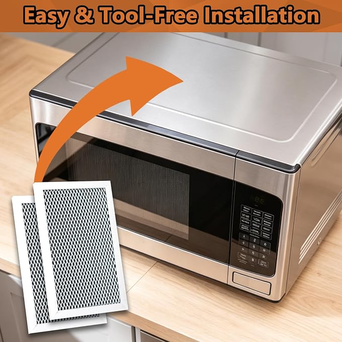 2 Pack Microwave Charcoal Filter Replacement for GE JVM6175 Series, Compatible with JVM6175EK5ES JVM6175SK5SS JVM6172SK5SS JVM6175DK5WW JVM6175YK5FS, Vent Hood Filter