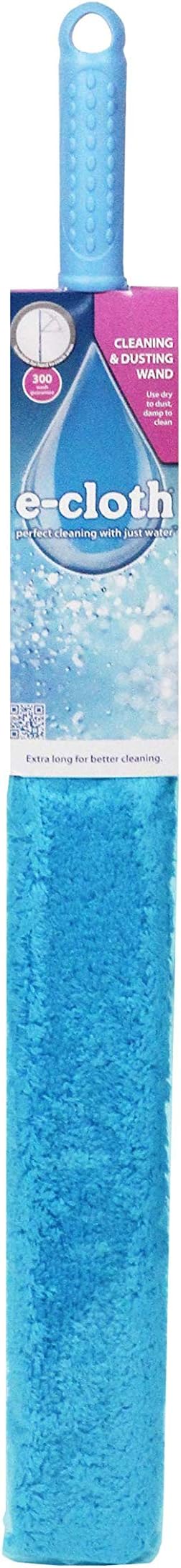 E-Cloth Cleaning & Dusting Wand - Long Hand Dusters for Cleaning, Reusable Microfiber Duster Washable, Cleans Dust & Pet Hair, Flexible Foam for Hard-to-Reach Ceiling Fan Blades - Blue (1 Pack)