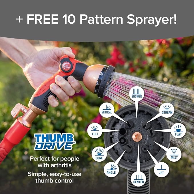Pocket Hose Ballistic Double UV Edition 50 FT Expandable Garden Hose w/Pocket Pivot Swivel Connector, Anti-Burst Sleeve Reinforced w/Bulletproof Fiber, Lightweight, No-Kink, Compact, AS SEEN ON TV