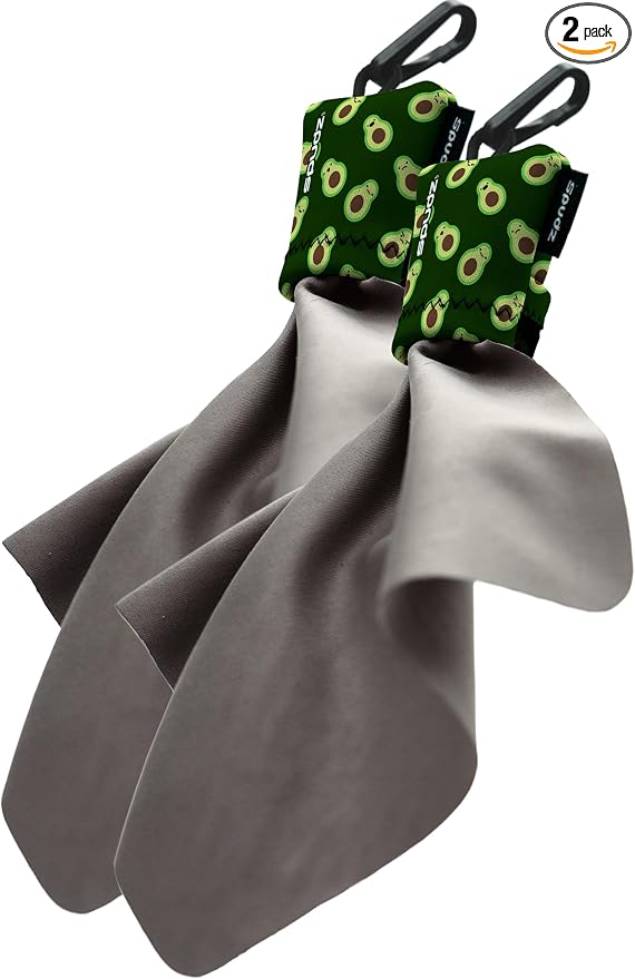 SPUDZ Ultra Microfiber Lens Cleaner with Closeable Bottom – Clip-On Pouch, Washable – for Binoculars, Scopes, Glasses, Screens | Ultra Avocado, 6 x 6 Inch (2-Pack)