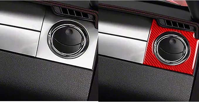 Red Real Carbon Fiber Trim for Ford Mustang Accessories | for GT Shelby 2005 2006 2007 2008 2009 Co-Pilot Right Side Wind Outlet Air Vent Interior Thick Overlay Decal