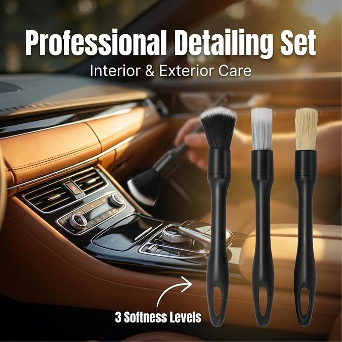 8PCS Car Detailing Kit Boars Hair Brush 160g Reusable Gel Auto Home Use | Scratch-free soft microfiber cloths, big capacity gel, complete car care set, ideal gift for all car lovers