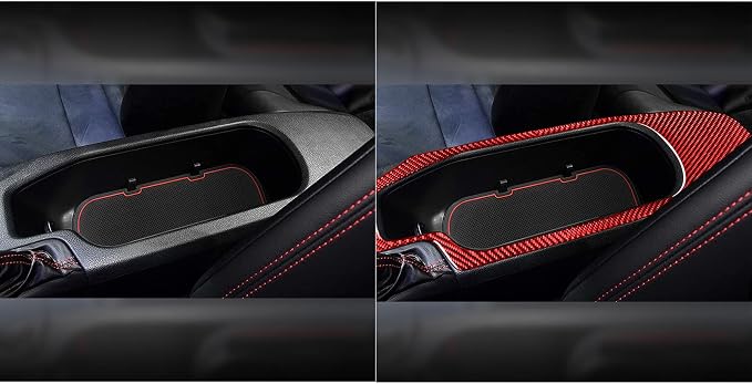Red Real Carbon Fiber Accessories Car Interior Central Control Armrest Panel Decals Compatible with Subaru BRZ/Scion FR-S/Toyota 86 2016 2017 2018 2019 2020 Trim Stickers