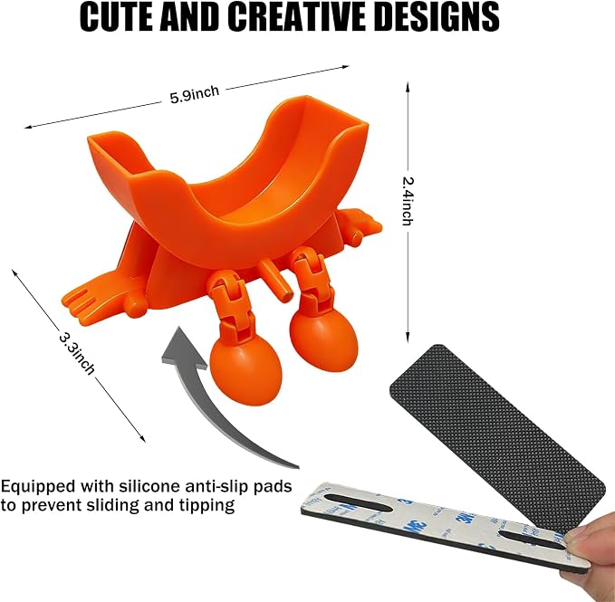 Cute Hanging Sponge Holder with Drainage,3D Printed Kitchen Funny Sponge Stand for Sink,with non-slip pads,Suitable for Scrub Daddy Holder,Keeps Your Sponge Dry Smiling (Orange)