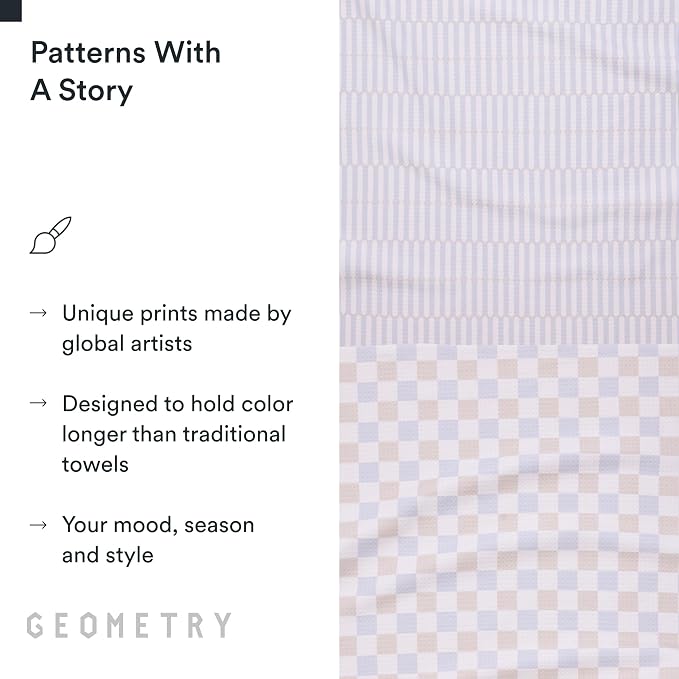 GEOMETRY Kitchen Tea Towels - Quick Dry Microfiber Dish Towels for Kitchen - Ensemble Neutre 18" x 30" - 2 Pack