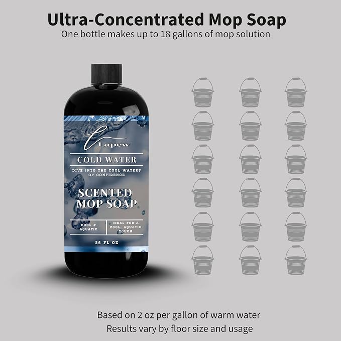 Lapew Cold Water Scented Mop Soap - Luxury Floor Cleaner Concentrate for Mopping Tile, Laminate, Vinyl & Hardwood | Streak-Free, Low-Foam | 36 oz