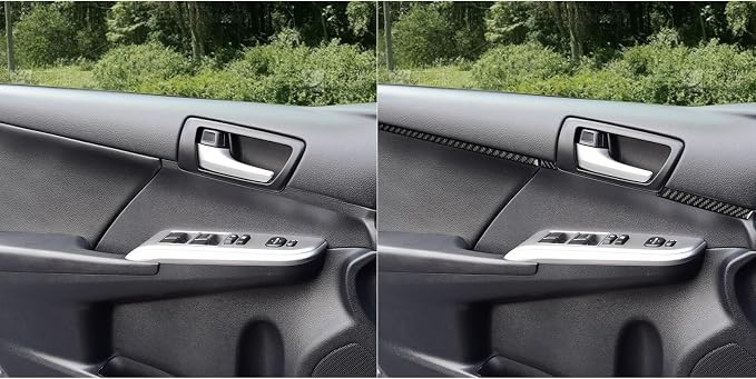 Real Carbon Fiber Trim for Toyota Camry Accessories | for 2012 2013 2014 Front Door Inner Decoration Panel Strip Sticker Interior Thick Overlay Decal 6PCs