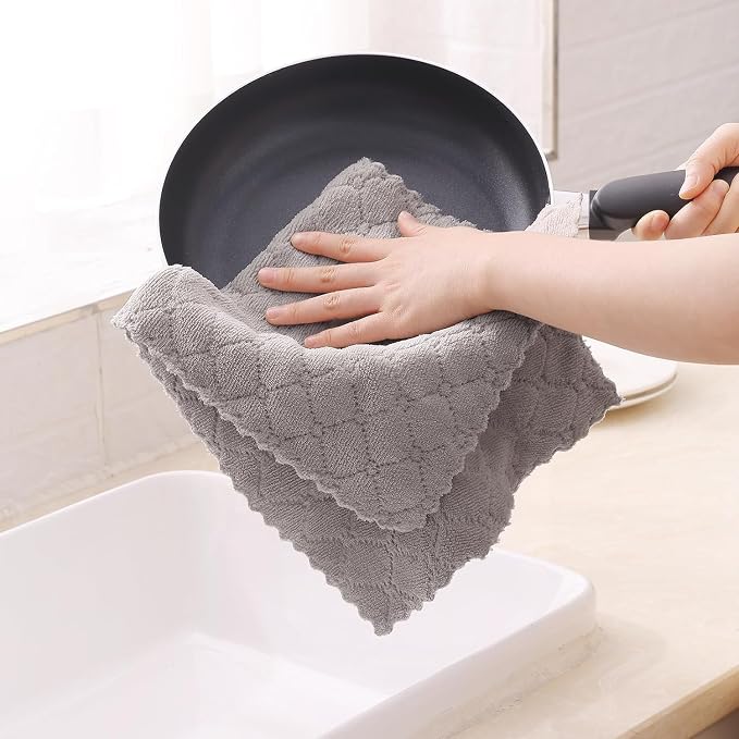 Homaxy 18 Pack Dish Towels for Kitchen (10 x 20 Inches, Grey), Super Soft and Absorbent Coral Velvet Dish Cloths for Washing Dishes, Nonstick Oil Fast Drying Microfiber Cleaning Cloth