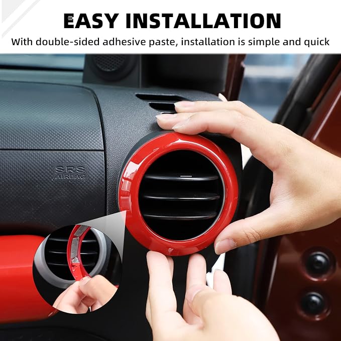 14PCS Full Set Interior Trim Kit for 2007-2010 Jeep Wrangler JK JKU, Air Outlets A Pillar Speaker Glove Box Handle Dashboard Cover Trim(Red)