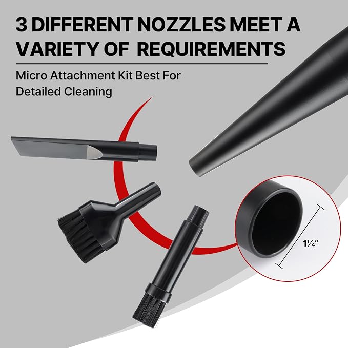 Shop-Vac 1-1/4" Micro Cleaning Nozzle Kit with Adapter, 8 Pieces | 1-1/4" Detailed-Cleaning Attachments for Compact Wet Dry Shop Vacuum, Storage Bag Included