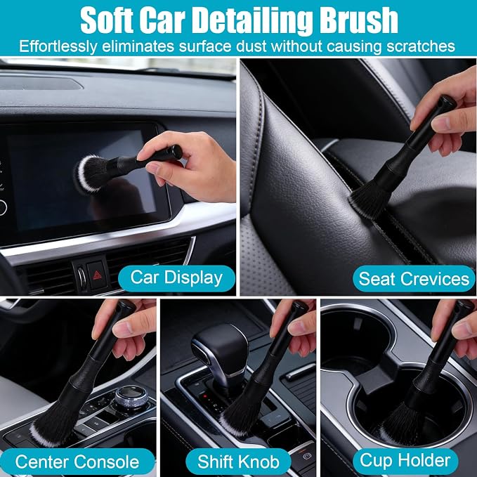 XANGNIER Car Detailing Kit Interior,Car Interior Cleaner Brush Set,10 Pcs | Car Care Detail & Cleaning Supplies Accessories Kits Tool,Suitable for Auto,SUV,Truck,Sedan,Dashboard,Panel,Viking