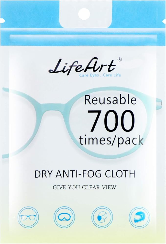 LifeArt Anti Fog Cloth for Eyeglasses, Microfiber Cleaning Cloth for Screen, Goggles and Ski Masks, Nano Technology, Reusable 700 Times, Safe on All Types of Lens Coating, Streak-Free (1 Pack)