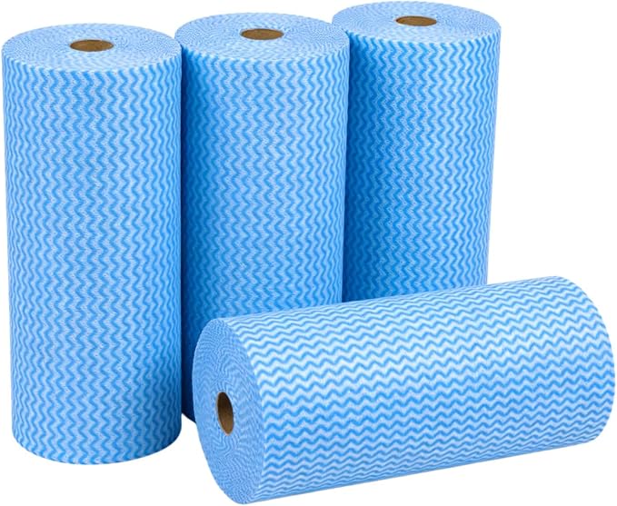 Disposable Cleaning Cloths Reusable Dish Towels Blue Kitchen Handy Wipes on Rolls 4 Roll 200 Pcs 9.84"x 13.39"