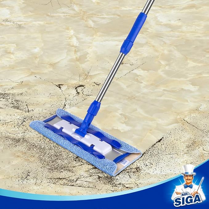MR.SIGA Professional Microfiber Mop Refills, Pack of 3 | Microfiber side attracts fine dust and hair effectively, plush side is great for floor waxing, size: 42cm X 23cm
