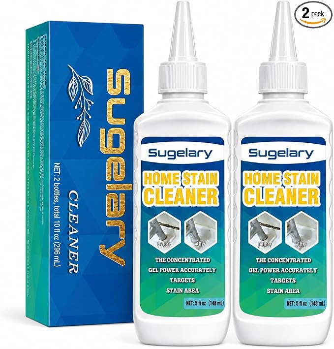 Sugelary Mold Stain Cleaner, 10 Fl oz All-Purpose Gel for Front Loader Seal, Household Cleaner Gel for Bathroom Grout, Sink, Shower, Caulk, Washing Machine Cleaning Solution