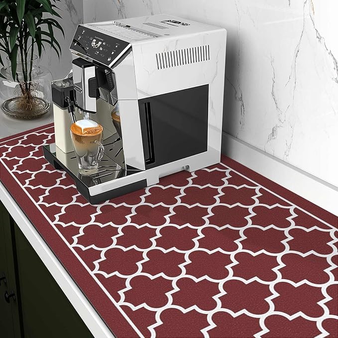 WISELIFE Dish Drying Mat Super Absorbent Drying Mat Large Dish Drying Mats for Kitchen Counter Easy Clean Dish Mat Kitchen Drying Mat18"x 36" Stylish Red