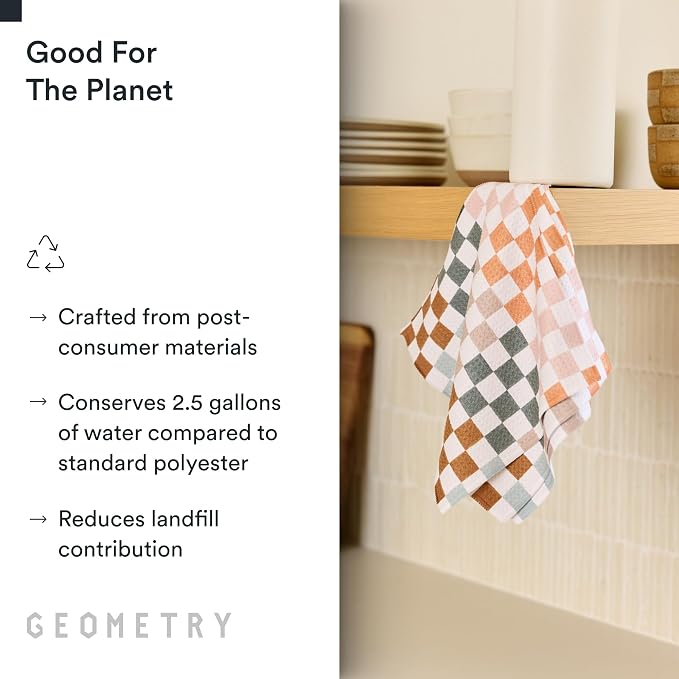 GEOMETRY Kitchen Dish Cloths - Quick Dry Dishcloths for Kitchen - Premium Dish Rags with Geoweave - 3-Pieces Autumn Checkers