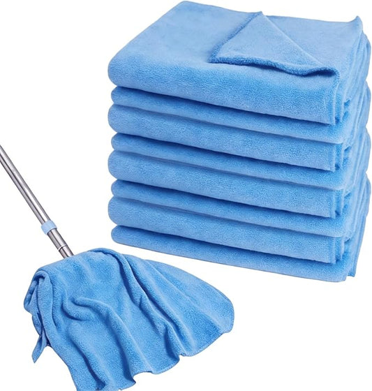 4 Pcs Extra Large Microfiber Cleaning Cloth 30 x 20 Inch Reusable Thick Cleaning Towel Washable Solid Color Microfiber Towel for Home Office Window Cars Glass (Blue)