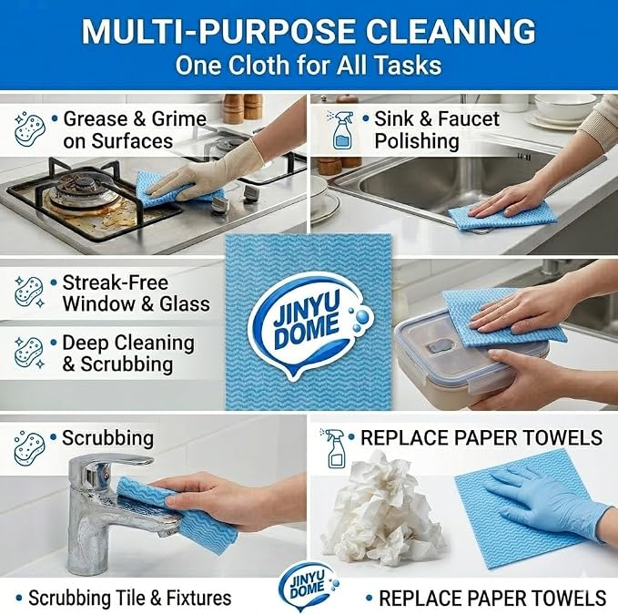 Green Handi Wipes Disposable Dish Cloths Heavy Duty Kitchen Towels Reusable Cleaning Wipe, 60 Count