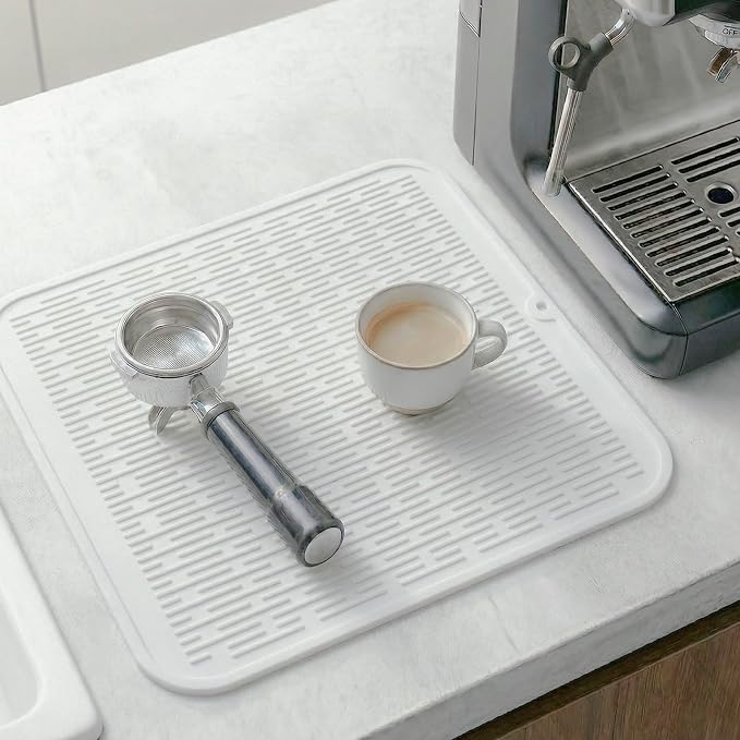 MicoYang Silicone Dish Drying Mat for Multiple Usage,Easy clean,Eco-friendly,Heat-resistant Silicone Mat for Kitchen Counter or Sink,Refrigerator or Drawer Liner White XL 18 inches x 16 inches