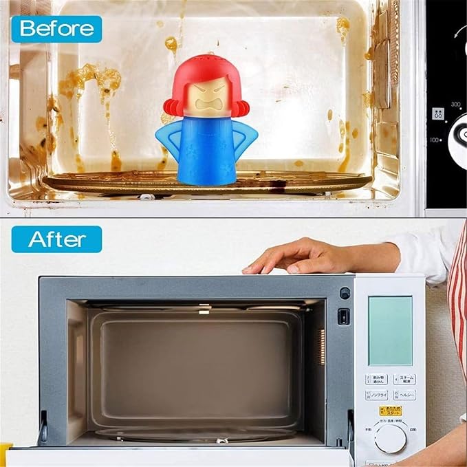 Angry Mom Microwave Oven Steam Cleaner and Chilly Freezer Odor Absorber Deodorizer Equiment 2 Pcs Kitchen Gadget Tools Quickly Removes Stains and Odors (Blue&Teal)