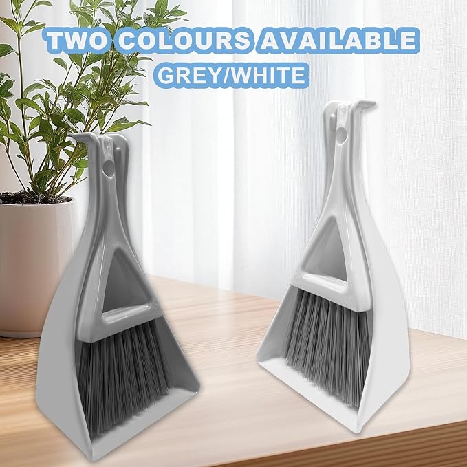 Dust Pan Broom Brush Dustpan -Mini Broom and Dustpan Combo Set, Handheld Sweeper Cleaning for Tables, Keyboards, Guinea Pig Cage, and Cat Litter, etc. (White)