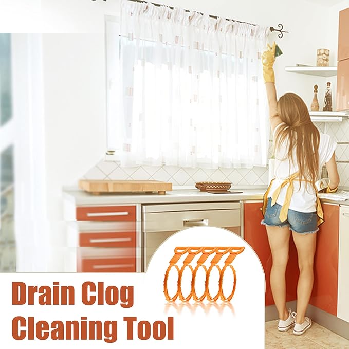 5 Pack 25inch Drain clog remover, Snake Drain Cleaner Hair Clog Remover tool, Shower kitchen sinks and bathtubs, sink snake, hair toilets sewer pipe cleaning tools.